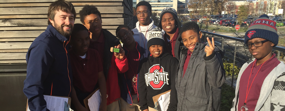 Students are at field trip with a teacher